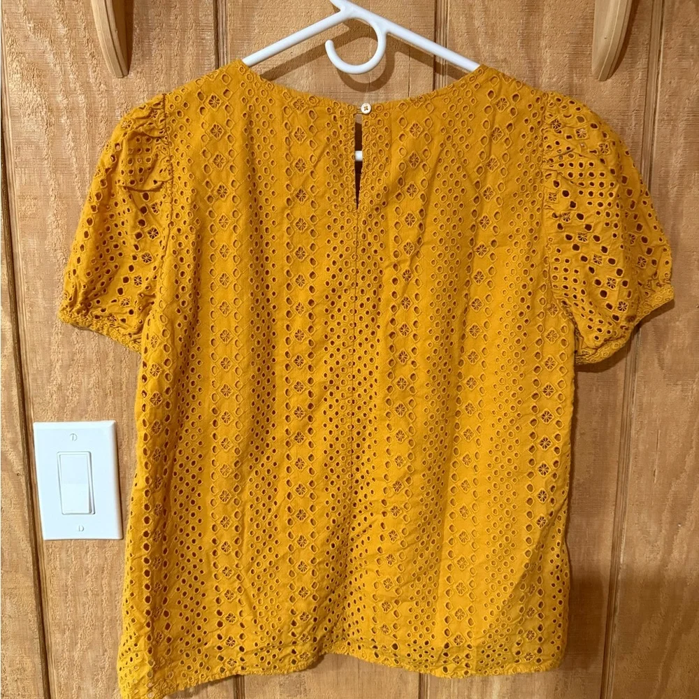 J. Crew Women's Mustard Eyelet Blouse